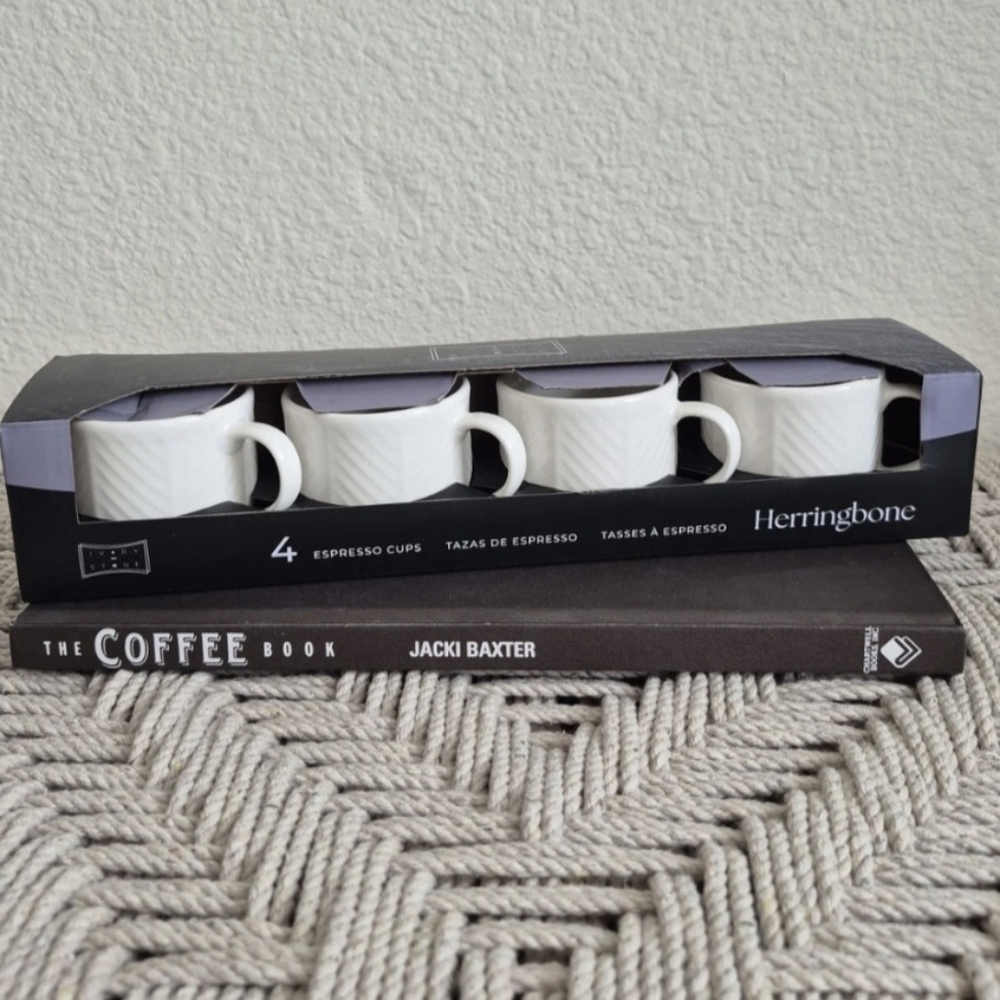 NEW White Ceramic Espresso Cups 4pc Set